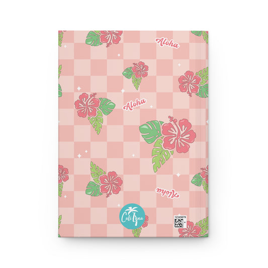 Personalized Checkered Hibiscus Hardcover Journal Notebook