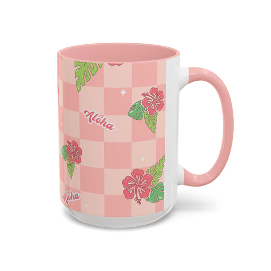 Retro Checkered Tropical Ceramic Mug
