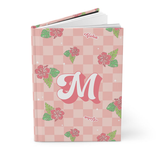 Personalized Checkered Hibiscus Hardcover Journal Notebook