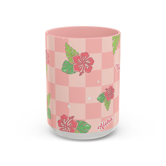 Retro Checkered Tropical Ceramic Mug