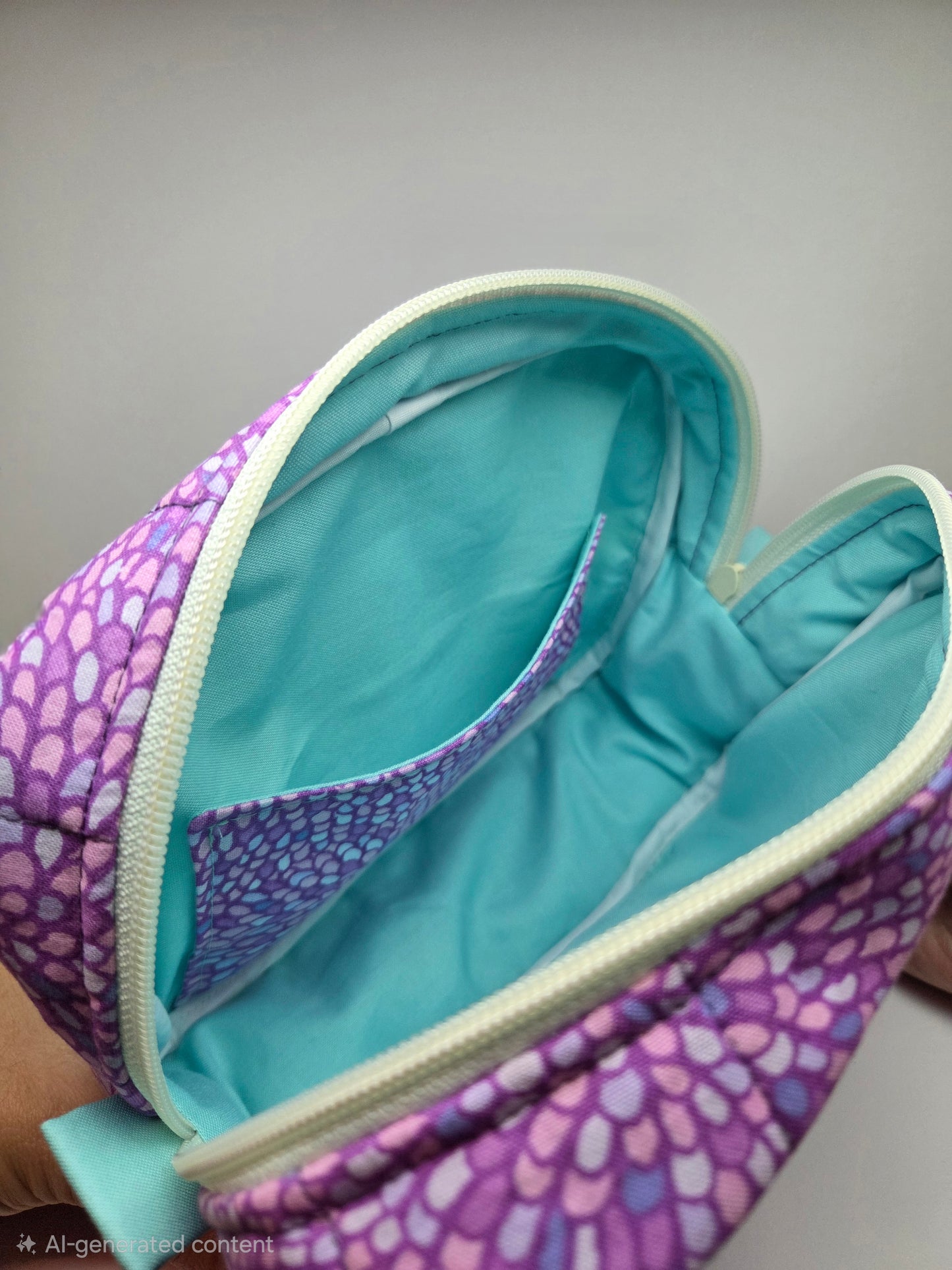 Travel Cosmetic Quilted Zipper Bag  | Purple Mosaic & Blue Accent Medium Bag